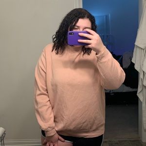 h&m mock neck pink sweater/sweatshirt